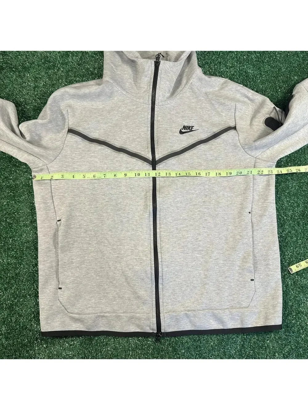 Modern Gray Nike tech fleece hoodie with black accents workout grunge athletic